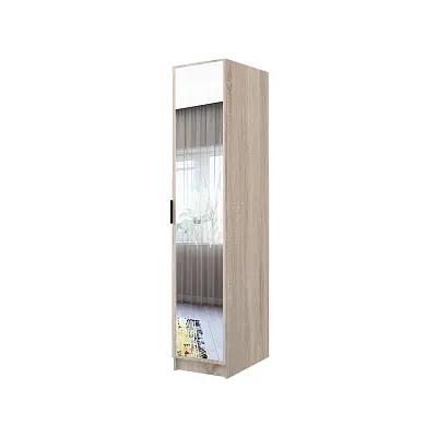 картинка Шкаф ЭКОН распашной 1 дверный с полками с зеркалом от магазина КУПИ КУПЕ